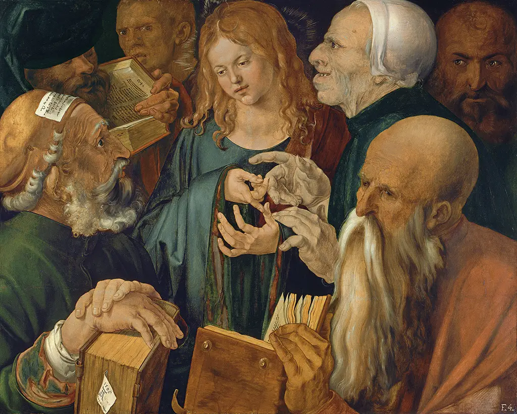 Christ Among the Doctors in Detail Albrecht Durer